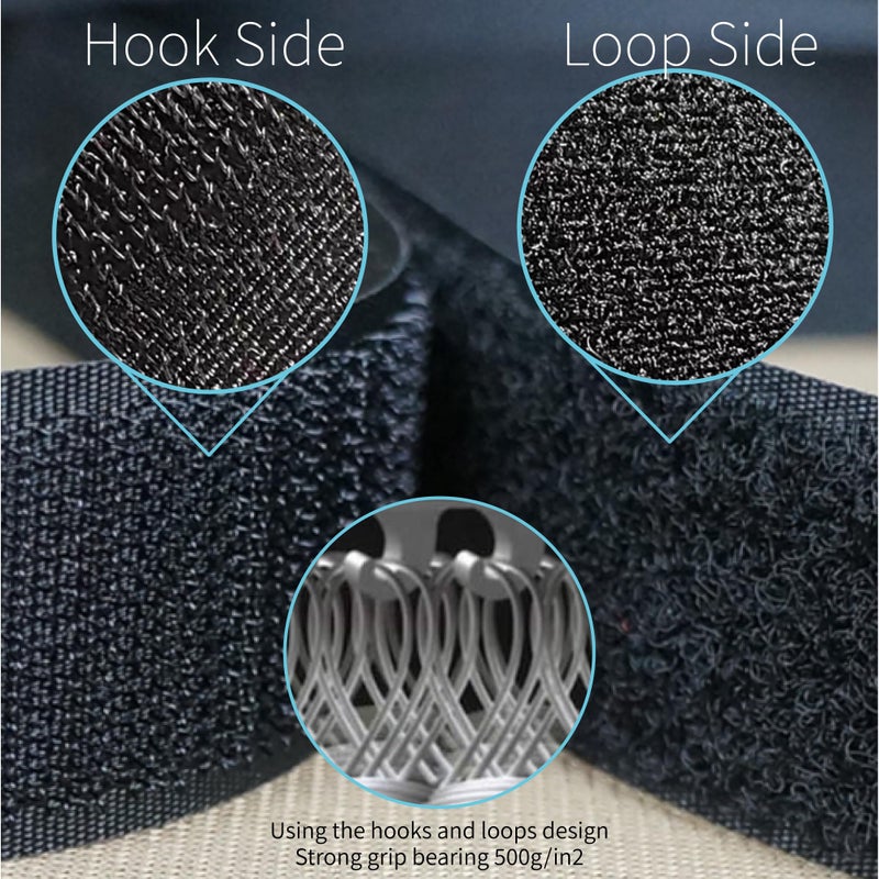 Rena Chris 1 Inch Wide 33 Ft Long Sew on Hook and Loop Strips Fastening Nylon Fabric Tape Non-Adhesive Back Nylon Strips Fabric Fastener Industrial Strength Interlocking Tape - Image 3